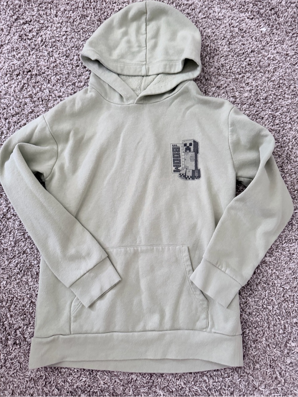 Kids Crewneck Hoodie in Sage Green - Casual Pullover - Picture 1 of 3